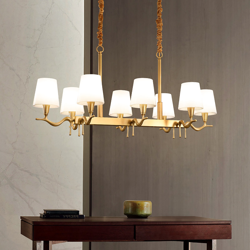 American Dining Room Light Living Room Lamp Flower Garden Villa Home Dining Table Lamp Light Lavish Minima Modern Atmosphere Full Copper Pendant Lamp