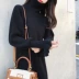 Pháp retro váy Pháp niche đan váy nữ mùa thu và mùa đông váy platycoron váy khí dài coat với coat váy maxi váy đầm