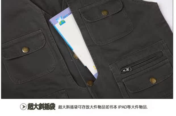 Mùa xuân và mùa thu ngoài trời nhiều túi vest cotton thoáng khí trung niên vest vest mùa hè nam chụp ảnh cá - Dệt kim Vest vest nam hàn quốc