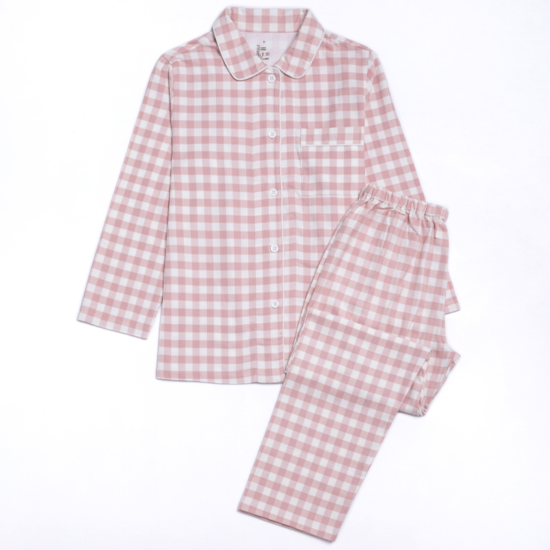 Japanese-Style High-Quality Autumn and Winter Pure Cotton Flannel Pajamas Women's Plaid Men's Long-Sleeved Side-Seamless Home Wear Set Japanese-Style High-Quality Autumn and Winter Pure Cotton Flannel Pajamas Women's Plaid Men's Long-Sleeved Side-Seamless Home Wear Set