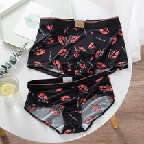 Hong Kong counter couple underwear cotton sexy sex sex Ice Silk men boxer pants womens breifs passion underwear set
