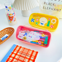 milkjoy transparent bear pencil bag female cute rabbit cartoon student Japanese ins Wind Korean stationery pencil box
