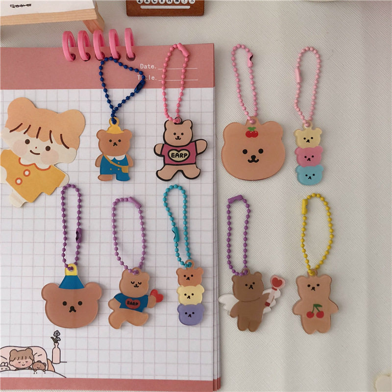 Korea ins cute cartoon hand book bear chain keychain girl heart airpods protective sleeve pendant