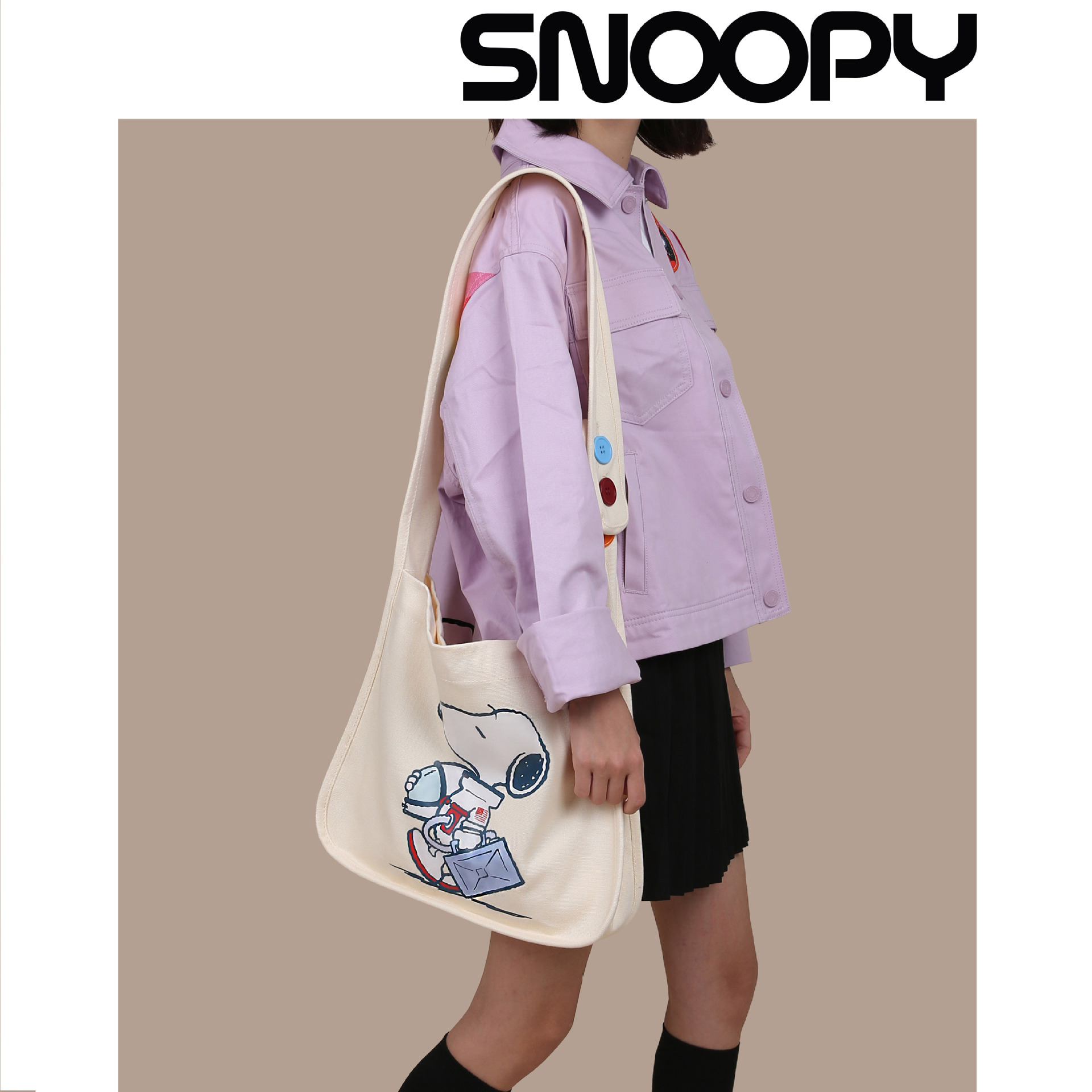 SNOOPY50 anniversary canvas bag art female students with large-capacity shoulder bag cartoon messenger bag