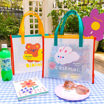 Milkjoy bear jelly Hand bag student make-up bag ins Wind early Spring Girl shoulder bag rice bag summer