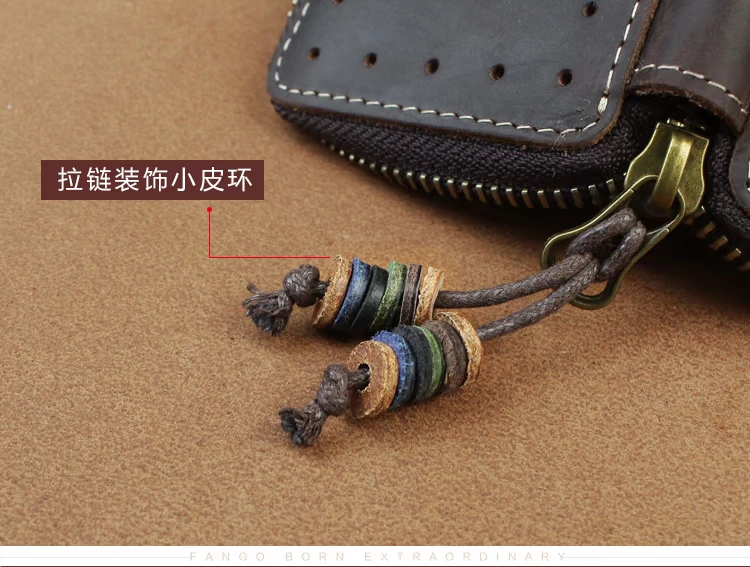 Retro key bag nam và nữ da đa chức năng ví thẻ gói lớp đầu ngựa điên da handmade khóa kéo trường hợp - Trường hợp chính