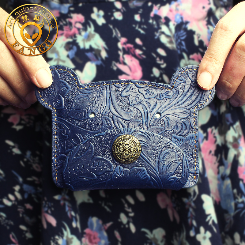 Handmade leather coin purse retro cute small card package head layer crazy horse cowhide bus card sleeve ultra-thin document bag tide