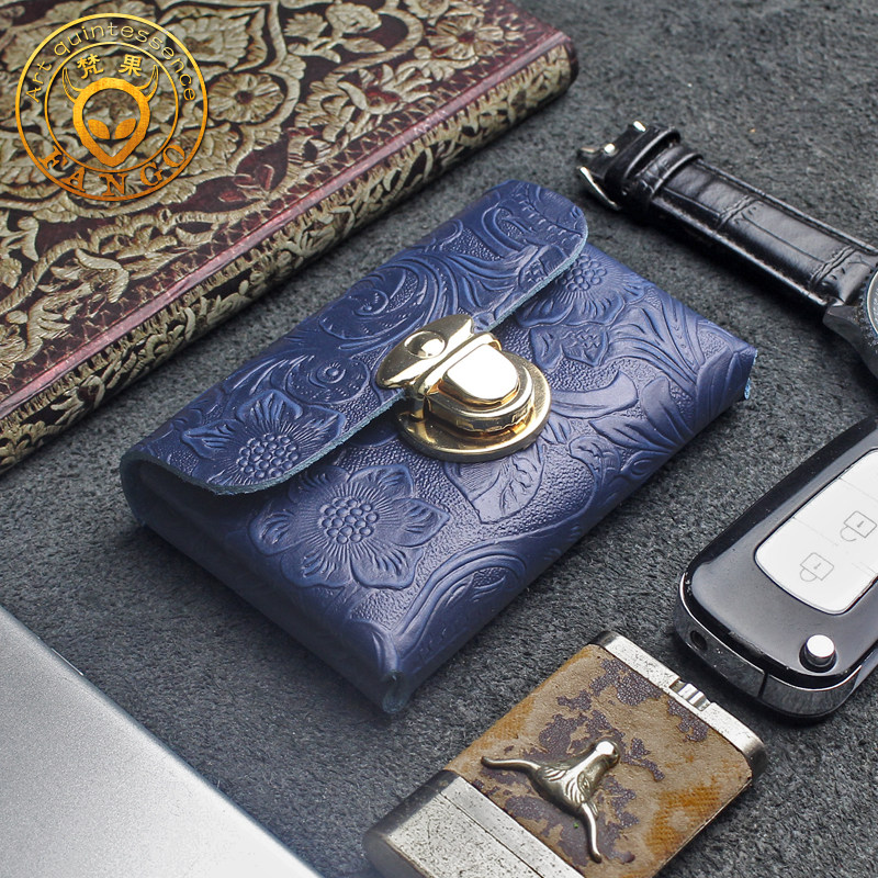 Real Leather Handmade Zero Money Baotou Layer Cow Leather Retro Card Bag Men And Women Lock Wallet Crazy Mapleather Coin Credit Card Bag