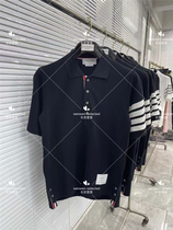 Thom Browne21 Summer tb new blouses 4-bar casual polo shirt with short sleeves 100 lap T-shirt