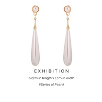 ExhibitioN vintage harbor style Hepburn long pearl temperament silver pin earrings earrings earrings earrings ear clip no ear hole female