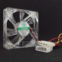 Michael ultra-quiet low speed 8cm ultra-thin fan 8015 transparent 2 red light mute small air volume d chassis power supply