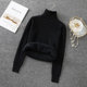 High-necked thick sweater ladies 2023 new autumn and winter inner pullover plus velvet warm sweater