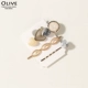 Hàn Quốc retro đơn giản ngọc trai clip tóc ba mảnh phù hợp với hình trái tim lưới màu đỏ cổ tích bangs clip cạnh clip từ clip phụ kiện tóc - Phụ kiện tóc