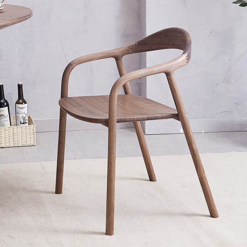 Black walnut all solid wood book chair home simple modern dining chair new Chinese chair comfortable back chair study furniture