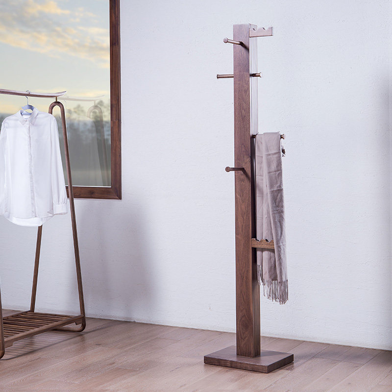 Zolitlyn North American Black Walnuts Wood Clotheshorse Cap Ground Hanger Home Brief Solid Wood Hung Hanger