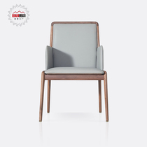 Original Design Work Hazy Dining Chair Black Walnuts Wood Dining Chair Nordic Brief New Chinese Genuine Leather Cow Leather Dining Chair