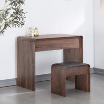Black Walnuts Wood Dresser Solid Wood Makeup Table Nordic Small Family Type Bedroom Clamshell Makeup Desk Brief Log Wind