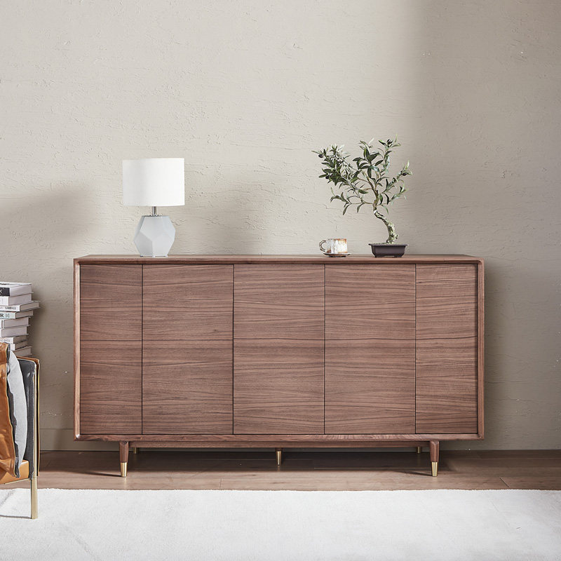 Zobilin Black Walnuts Wood Side Cabinet Brief Yogi Guan Cabinet Light Lavish Solid Wood Dining Side Cabinet Containing Cabinet Living-room Leaning Against Wall Wood