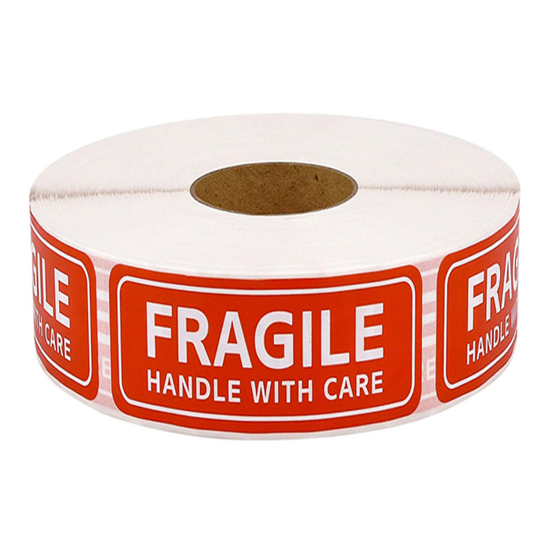 500 stickers Roll red fragile warning label sticker carefully and gently for shipping and packaging stickers