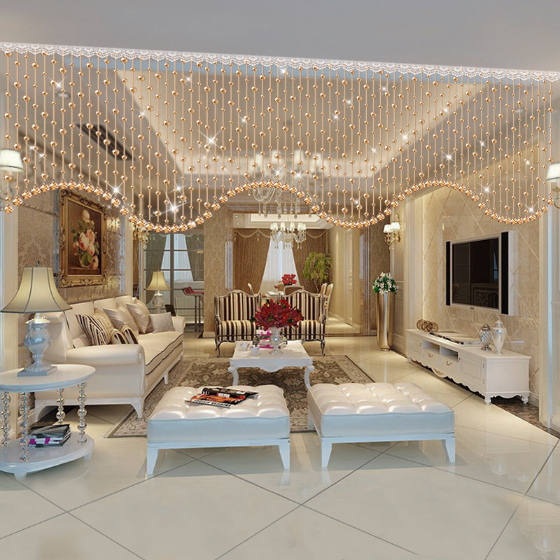 Crystal bead curtain partition window Xuanguan gangway bedroom Decorative Balcony Home-style dining room Living room hanging curtain Sub-pearl necklace