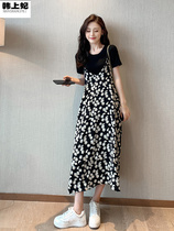 Small daisy large code harness with dress and dress female summer break flower snowspun suit dress 2022 Two sets of skinny fat mm