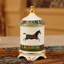 European ceramic toothpick tube high-grade toothpick pot creative toothpick bottle Cotton Box living room coffee table table decoration ornaments