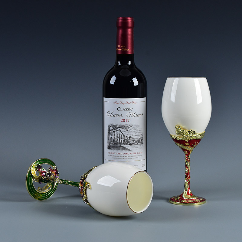 Ceramic Creative Wine Glass Wine Bar Wine Cabinet White Home Red Wine Glasses Champagne Cup High Foot Cup Couple Cups