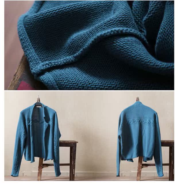 2018 của phụ nữ văn học retro cotton linh hoạt đan lỏng áo len ngắn áo len cardigan áo dày nữ - Áo len cổ chữ V áo len cardigan