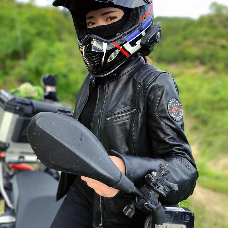 RICHA motorcycle riding clothes four seasons anti-fall motorcycle jacket calfskin built-in protective gear leather jacket for men and women