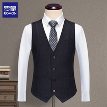 Romon suit vest men black business dress overalls autumn groom best man slim fashion vest