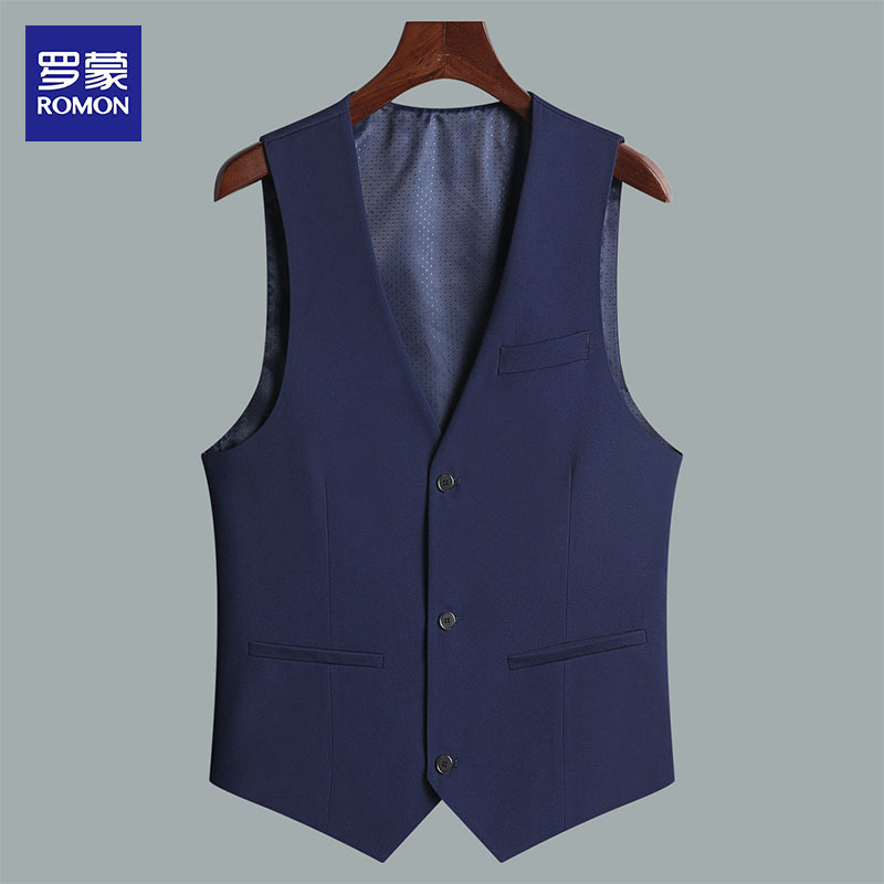 Romon Suit Vest Men's Work Vest Solid Color Groomsmen Outfit Brother Outfit Groom Wedding Suit Vest Men