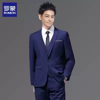 Romon men's suit suit business fashion young men's suit three-piece slim handsome professional dress