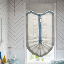 Roman curtain American French romantic modern gray yellow lace curtain staircase study partition small window lifting curtain