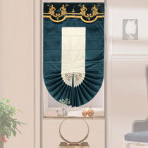 Meng Si Garden semicircular window atmospheric embroidered Villa staircase curtain European arched lift Cora fan