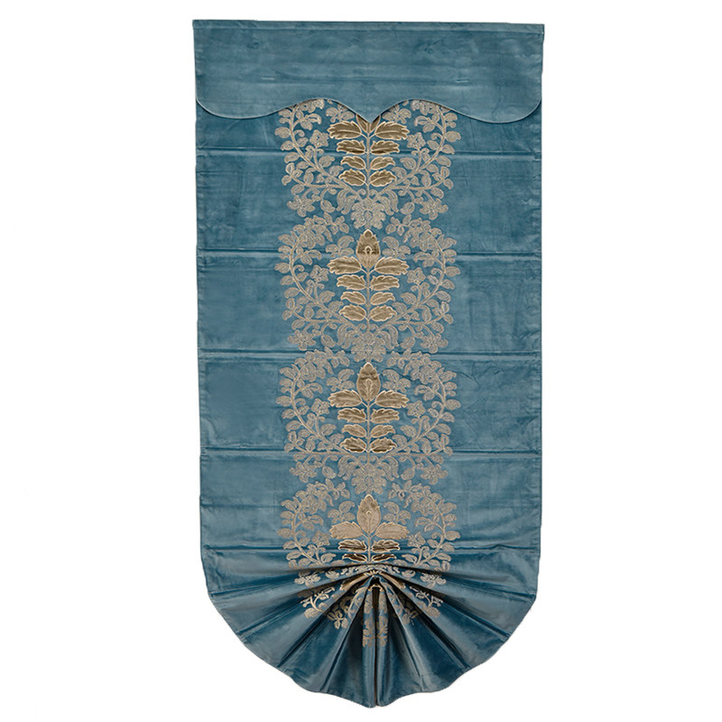 Dream round Roman curtains Lift American shading green Italian suede blue Dutch suede embroidered finished curtain-Taobao