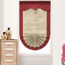 Meng Si round fan-shaped Roman curtain wine red Dutch velvet shading noise reduction study cloakroom small window pull curtain