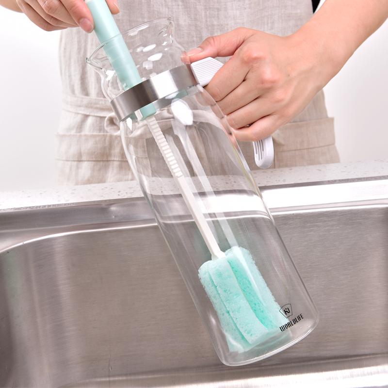 Japan imported cup washing brush 2 pack long handle sponge brush 360 degree rotation cleaning brush bottle brush glass brush