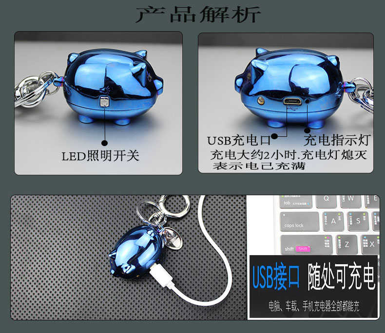 Pig sạc nhẹ móc khóa chữ mới cung hoàng đạo usb điện tử nhẹ hơn để gửi cho bạn trai món quà cá nhân hộp quẹt dupont