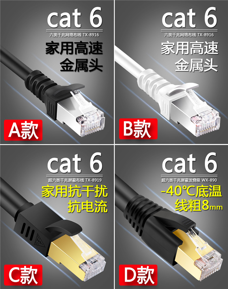 tivi samsung 55in Cáp mạng Gigabit tốc độ cao sáu loại CAT6 TV máy tính băng thông rộng mạng nhảy 3M5M8M10M15M20 siêu - TV sony 43w660g