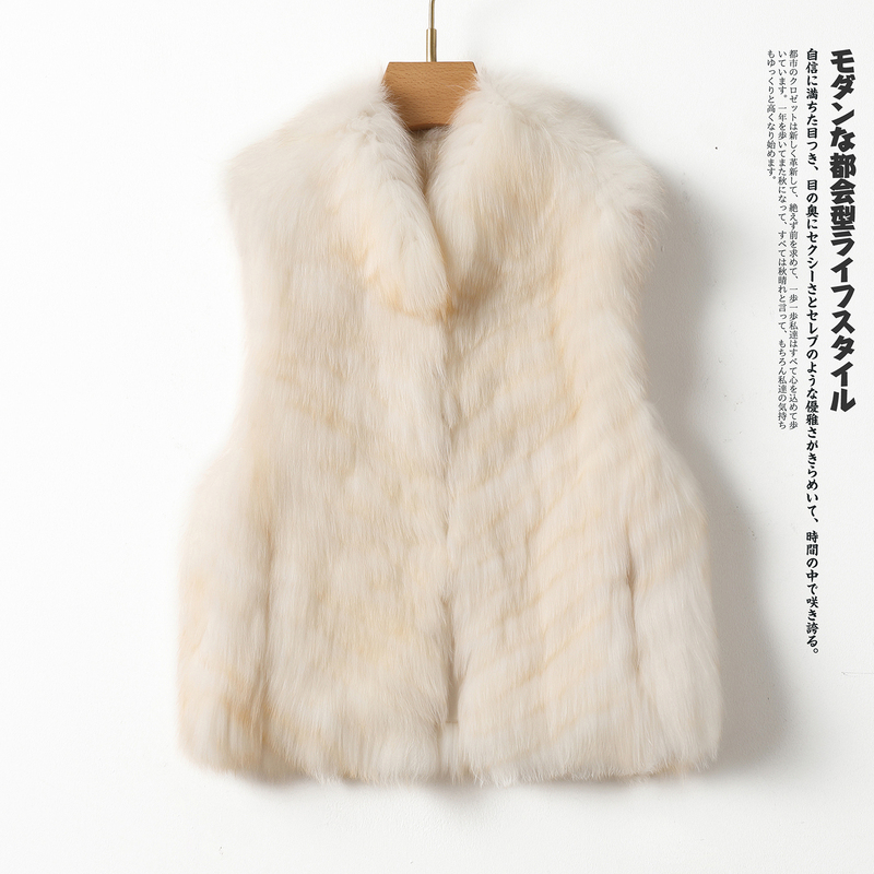 Short Fox Fur Vest for Women with Moonlight Fox Fur, Young Style, Fur and Leather Integrated, Autumn and Winter