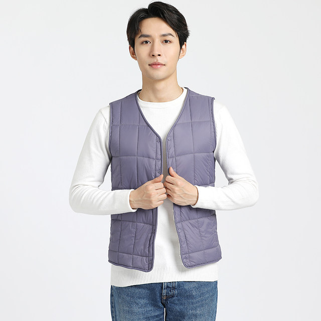 Down cotton vest men's autumn and winter lamb velvet plus velvet thickened warm vest bottoming inner wear light and thin waistcoat vest