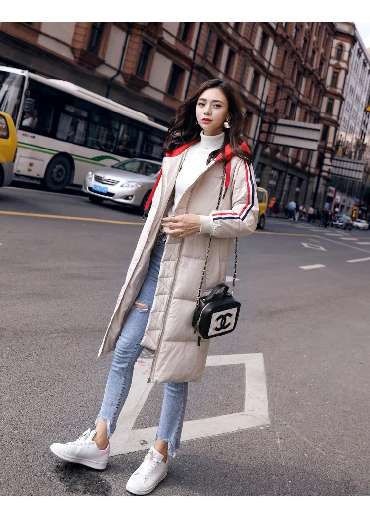 Áo dài cotton nữ phiên bản Hàn Quốc 2018 mùa đông mới tự tu qua đầu gối quần áo học sinh xuống áo khoác cotton nữ áo măng tô nữ