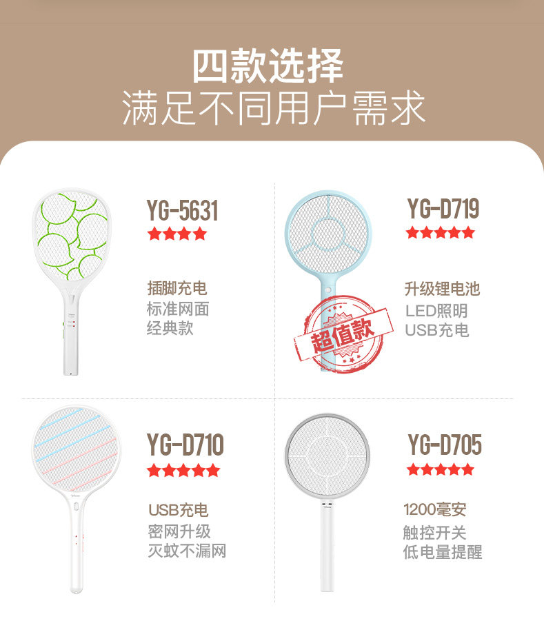 雅格 充电式电蚊拍 图13