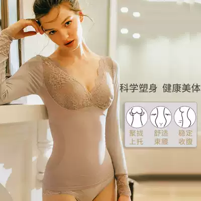Lace long-sleeved body dress women's thin belly corset waist waist shaping underwear tight slim body body top