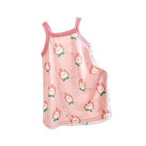 Chemise de nuit pour filles pyjama à bretelles pour enfants princesse fine jupe sans manches en soie glacée Style dété nouvelle collection 2023