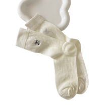 Mesh bow socks womens mid-calf socks summer thin ballet style Japanese girls white breathable pile socks