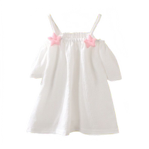 Girls off-the-shoulder T-shirt summer thin baby girl chiffon short-sleeved T-shirt fashionable childrens ice silk suspender sleeveless top
