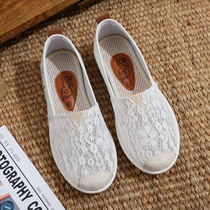 2024 summer new style old Beijing cloth shoes for women with mesh hollow fisherman shoes for women with mesh shoes one-leg soft sole mom shoes