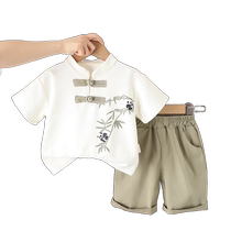 Childrens Hanfu short-sleeved suit summer boy new Chinese Tang suit boy baby Chinese style clothes ancient style fashion trend