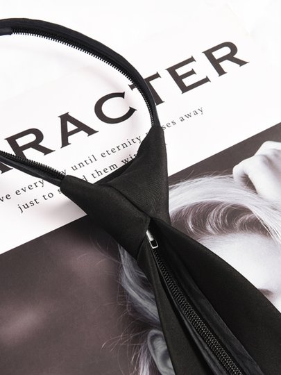 Jk Black Tie for Women, Student Bow Tie, Preppy Style Shirt, Zipper Type for Men, No-Tie Needed, Women's Decorative High-End Feel